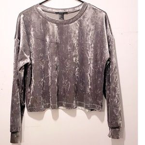 Silver Metallic Velour Style Cropped Top